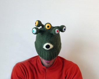 Crazy hat, Christmas gift, Alien hat Hat with eyes Monster hat Man hat Woman hat Strange and unique hat Gift for him Winter hat