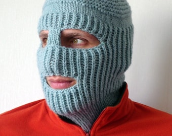 Knit Ski Mask Hat, Balaclava Full Face Ski Mask, Winter Sports Hat, Outdoors gift, Christmas gift, Strange and Unique Ski Mask Mens Winter