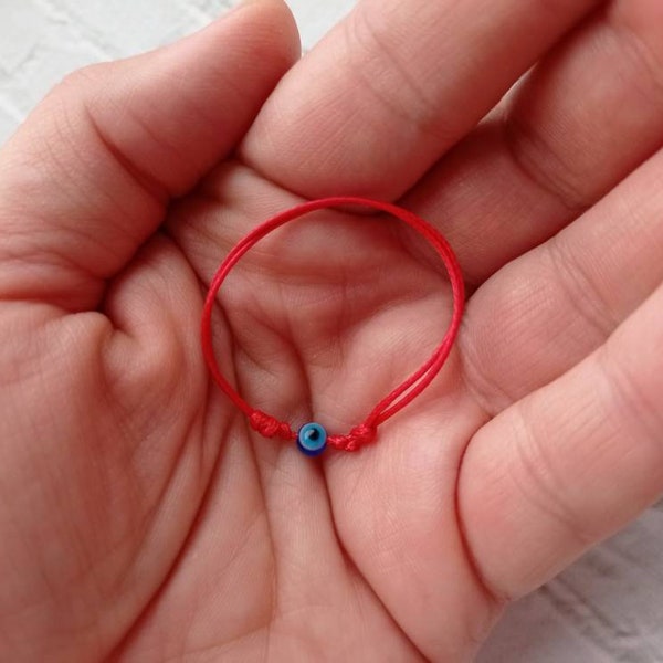 bracelet protection bébé, bracelet rouge pour bébé, protection réglable, perle bleue, bracelet mauvais œil, bracelet ficelle rouge, bracelet nouveau-né