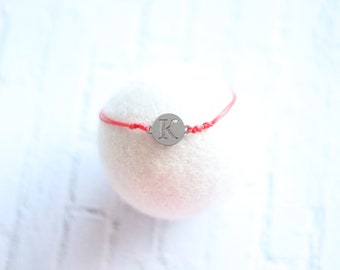 Steel letter bracelet, Red String bracelet, Initial Bracelet, Mothers Gift, Christmas Gift, Good Luck Bracelets, Protection Bracelet