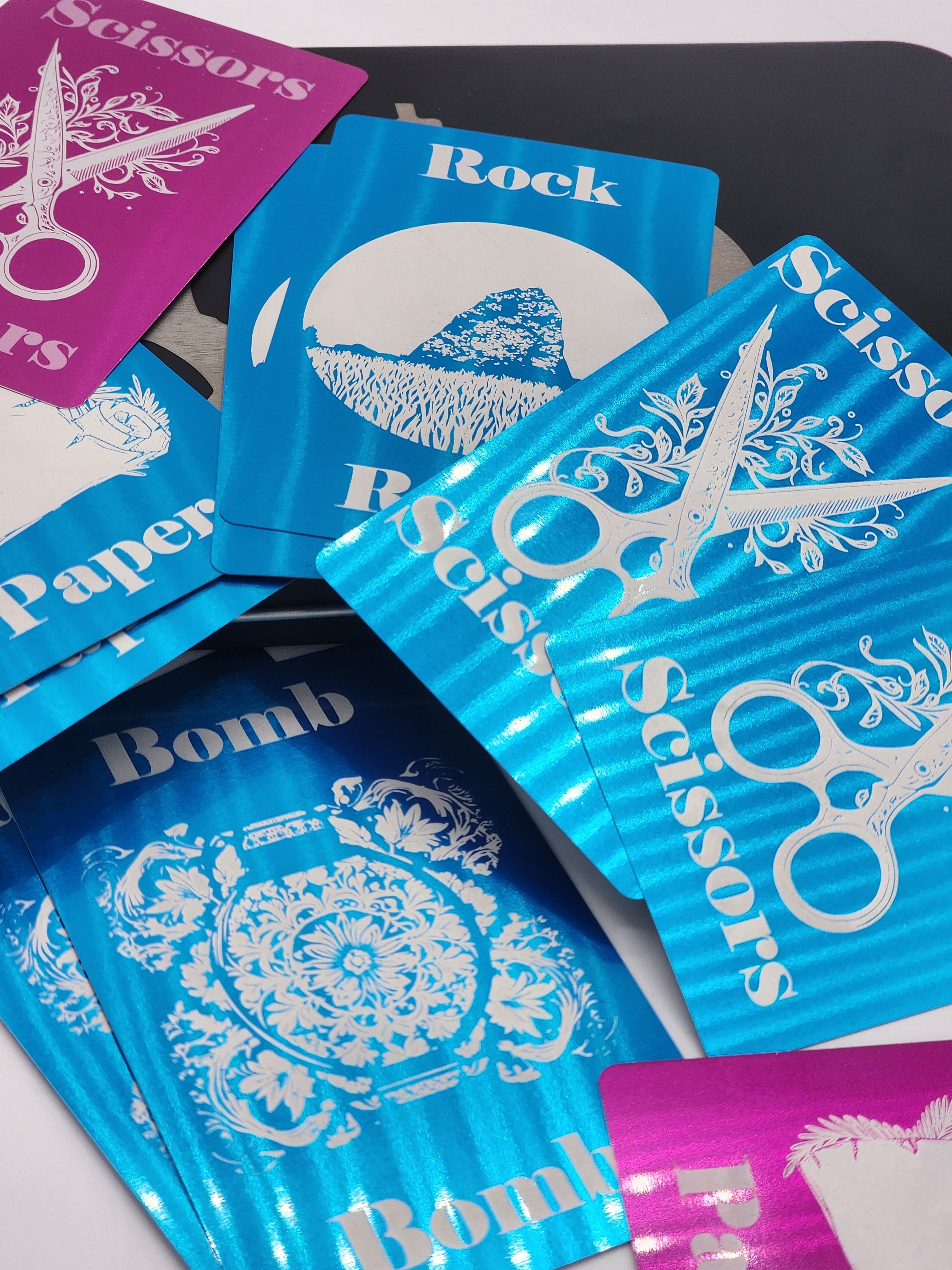 Rock Paper Scissors Cards Rock Paper Scissors (bomb) Custom Metal Card Set - Etsy
