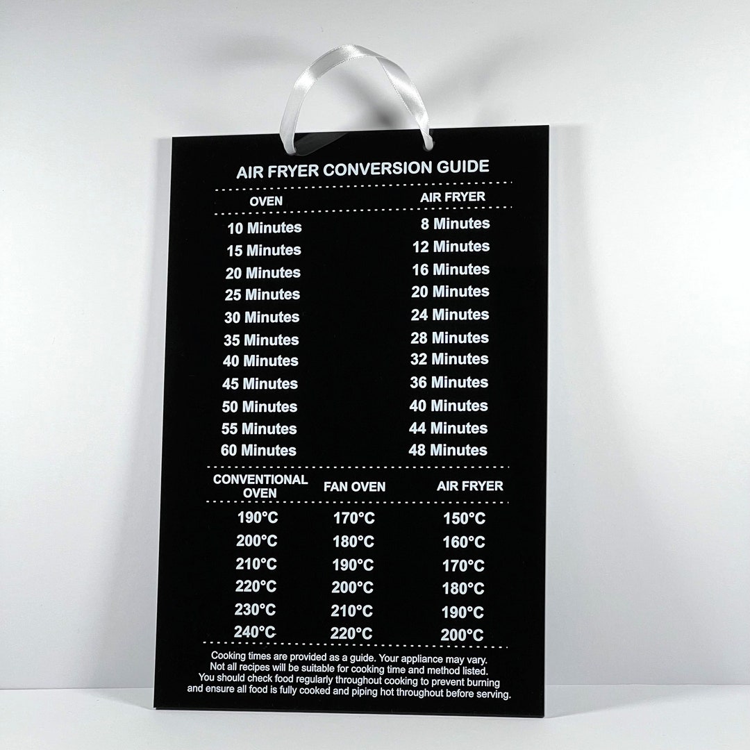 Air Fryer Conversion Chart Guide A4 Size Large Plaque Acrylic Etsy UK