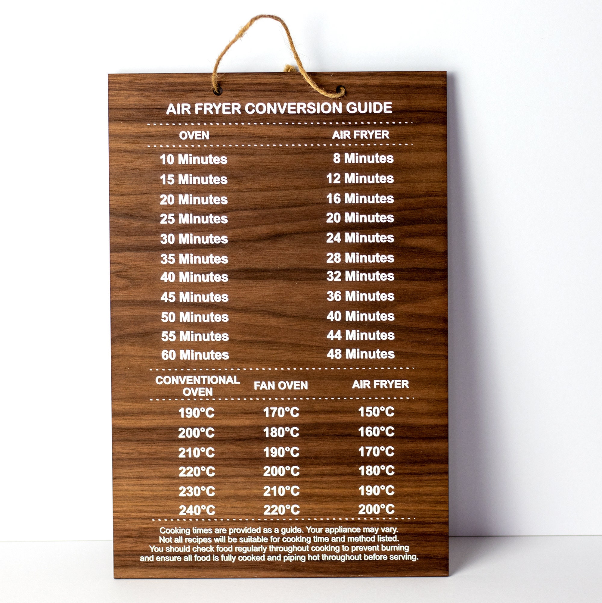 Air Fryer Conversion Chart Guide A4 Size Large Plaque Etsy UK