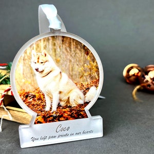 Christmas Dog Memorial Ornament Gift, Photo Ornaments, Dog Lovers Memorial Gift, Custom Pet Memorial Ornament, Personalised Tree Decorations