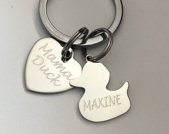 Mama Duck Personalized key chain with baby ducks,Papa Duck-father's Day key chain-gift for Grandfather- gift for grandma-gift for Mom