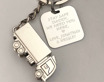 Truck driver key chain,personalized key chain, Father’s Day truck key chain-3D truck charm