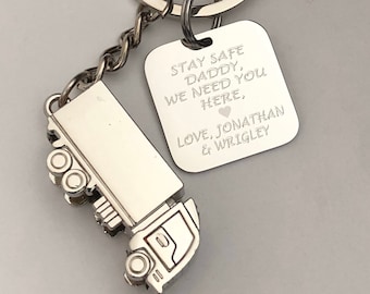 Personalized Truck Driver Keychain: 3D Silver Truck Charm