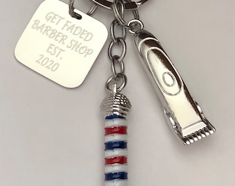 KEY CHAIN GIFT STAINLESS STEEL BARBER MINI RAZOR KEY RING