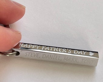 Personalized Stainless Steel Bar Keychain: Engraved Gift