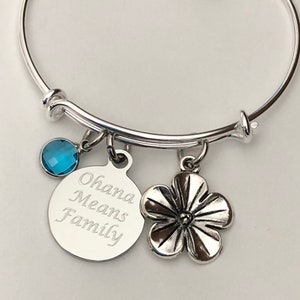 ohana bracelet with birthstone-ohana means family bracelet-great for stacking and layering