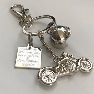 Motorcycle key chain with helmet-personalized motorcycle rider key chain-Father&#39;s day gift