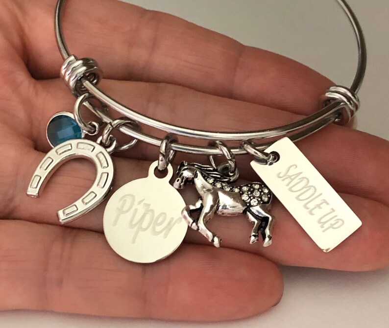 Horse BraceletPersonalized horse bracelet with Name charm Etsy