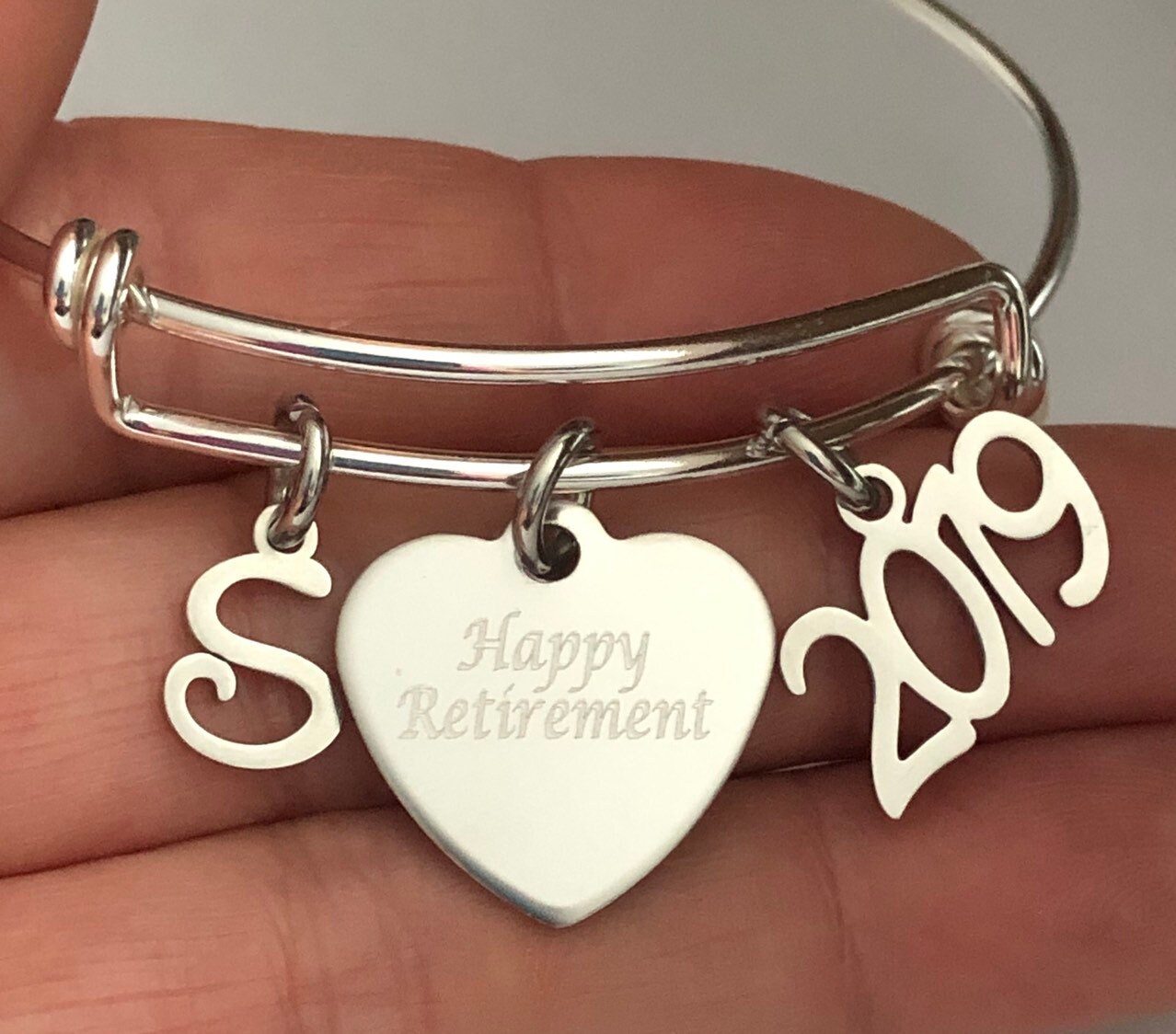 Happy Retirement-Year charm bangle bracelet-retirement jewelry-retire…