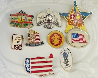 one Vintage pin your choice-Flag pin-year 2000 pin-USC pin-Marine pin-Thunder bird Pin-metal charms