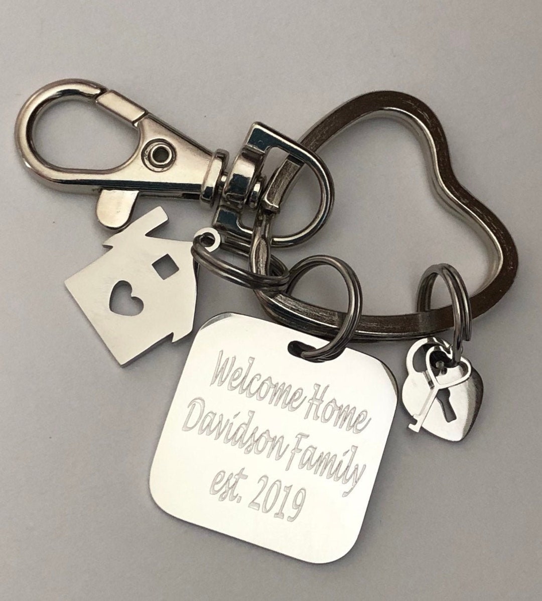 Personalized Housewarming Keychain: Engraved Stainless Steel New Home ...