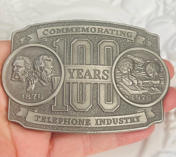Vintage 100 Years Telephone Industry Belt Buckle - 1876-1976