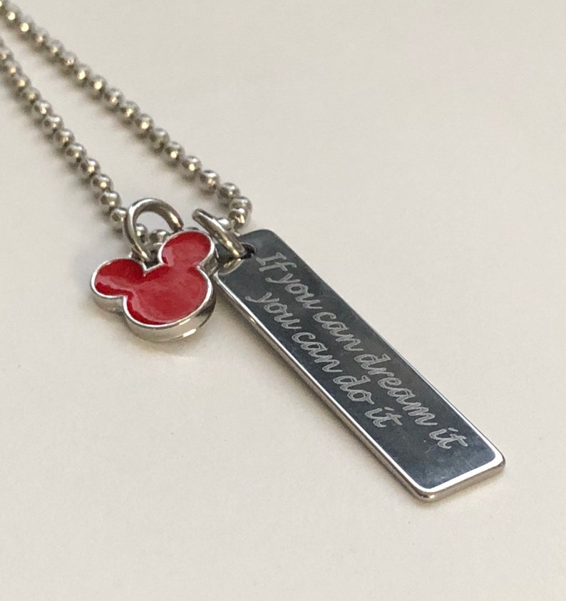 if you can dream it you can do it engraved 10 x 40mm vertical bar charm necklace-friendship bracelet