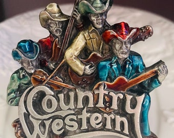 Vintage 1981 Bergamot Brass Works Country Western Band Belt Buckle