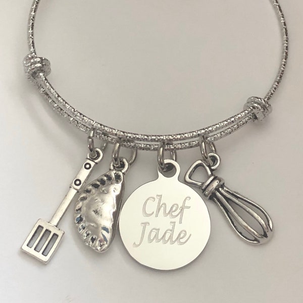 Chef bracelet-personalized engraved chef bracelet-Baker braceletgreat for stacking and layering