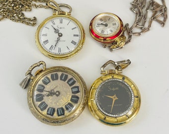 4 vintage pocket watches-two Sheffield (not working)  one Lucerne (working), one North Star (working)