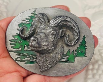 Vintage 1992 Bighorn Sheep Belt Buckle: Siskiyou, USA Made