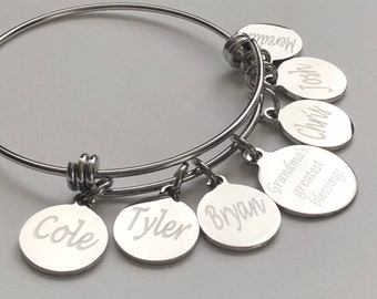 Grandmother Bracelet-engraved Grandma's greatest blessings-with grand children names-personalized grandmother bracelet