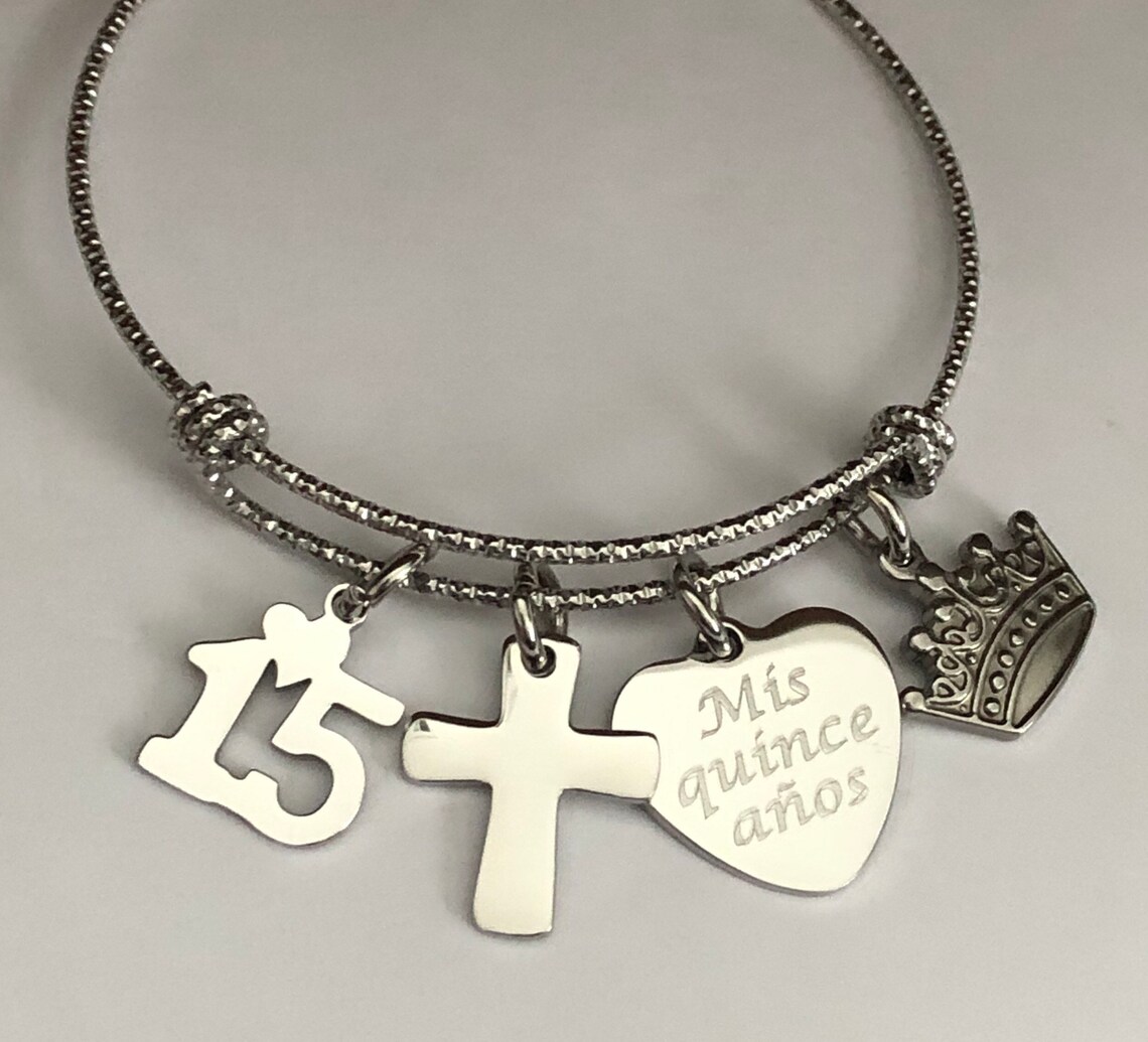 Quince Anos Bracelet15th Birthday Braceletwith 15 Charm Etsy