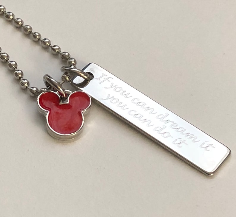if you can dream it you can do it engraved 10 x 40mm vertical bar charm necklace-friendship bracelet