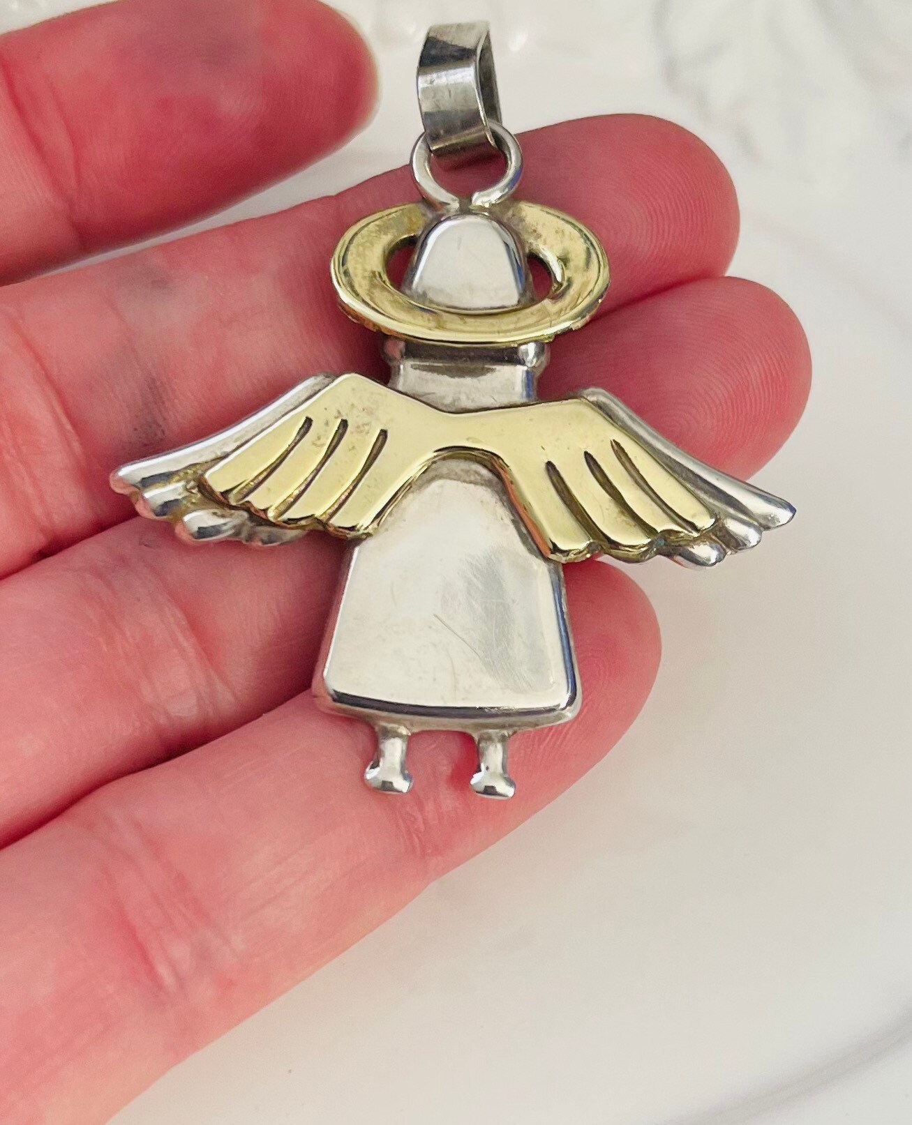 正規店仕入れの Sterling Vintage-mexico Owned Charm-pre Angel Vintage Silver シルバー