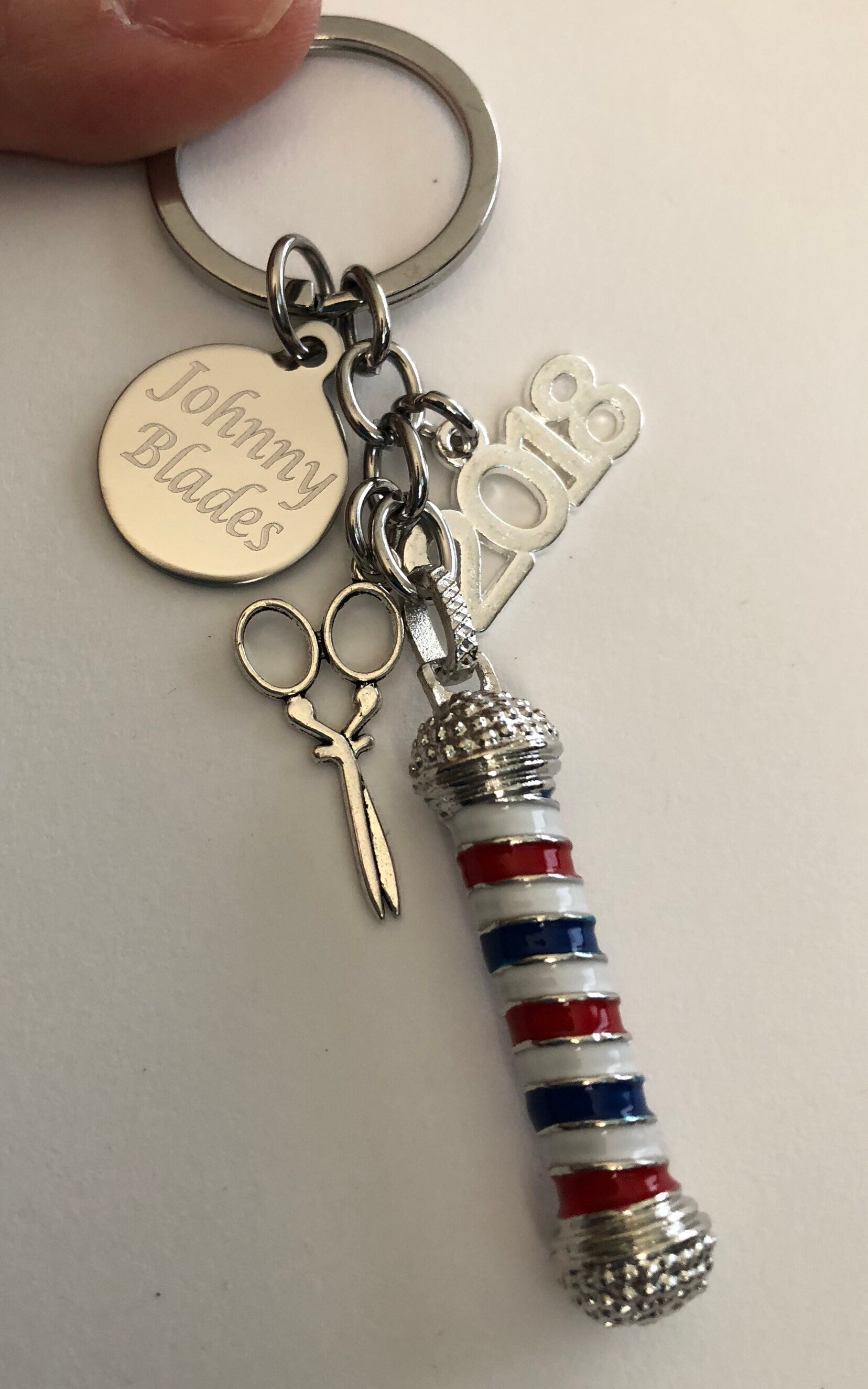 Barber Shop Pole Key Chainbarber Graduation Giftbarber Etsy