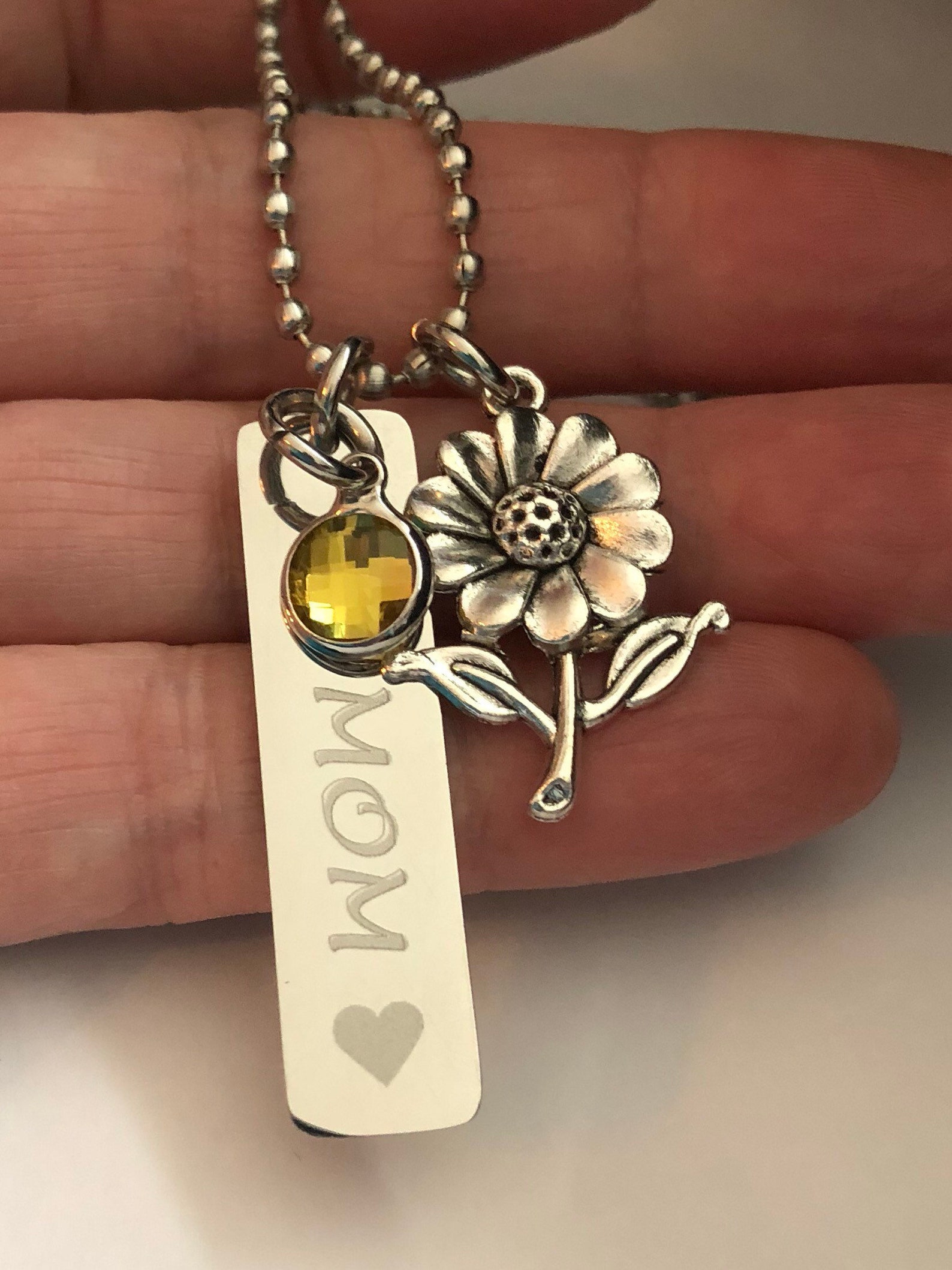 Sunflower Necklacepersonalized Name Charmdaughter Etsy