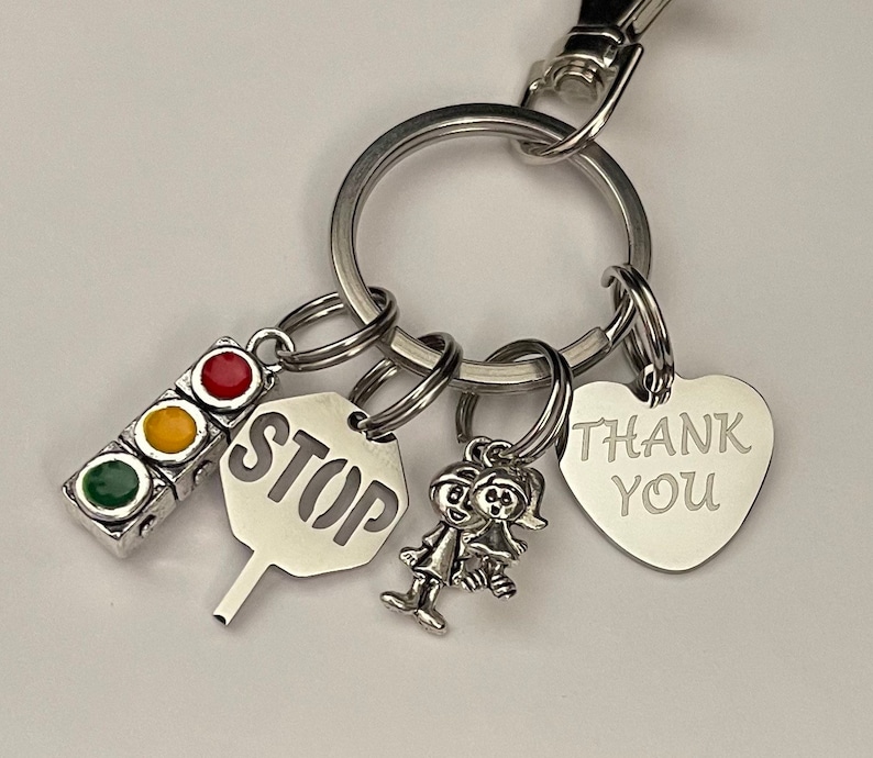 Road Sign Keychain Crossing Guard Keychain: Appreciation Gift With Traffic Light & Stop ...