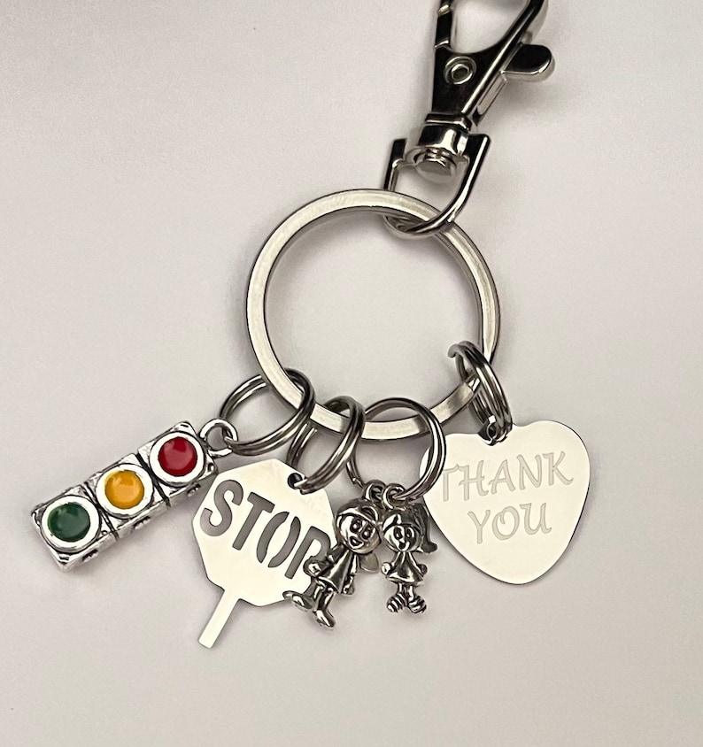Road Sign Keychain Crossing Guard Keychain: Appreciation Gift With Traffic Light & Stop ...