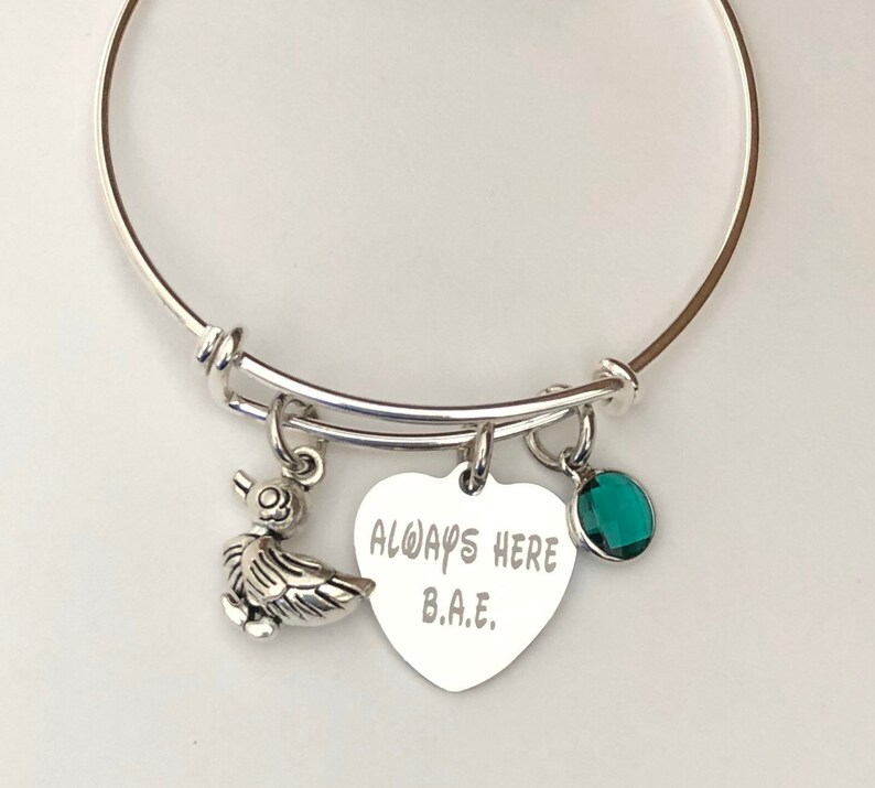 Duck Bracelet-engraved Name charm bracelet with birthstone and | Etsy