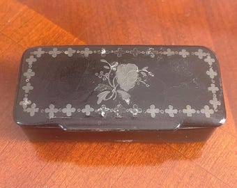 Vintage Papier Mache Floral Box: Small Decorative Storage