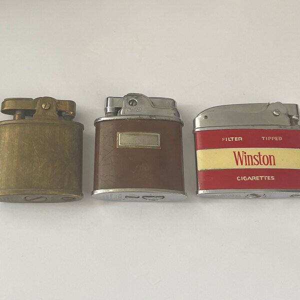 3 Vintage lighters-Penguin-Ronson Sport-Winston