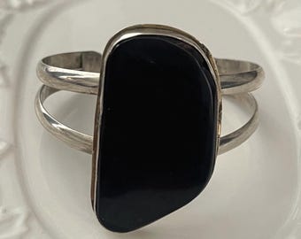 ヴィンテージ！Silver Black Stone Cuff バングル Vintage Sterling 