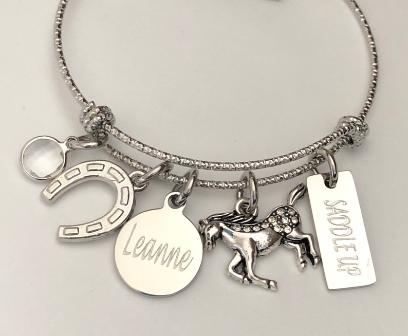Horse BraceletPersonalized horse bracelet with Name charm Etsy