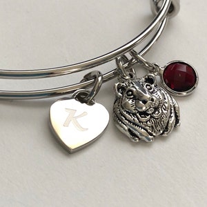 Guinea pig bracelet-Hamster bracelet- personalized bracelet-initial and birthstonegreat for stacking and layering