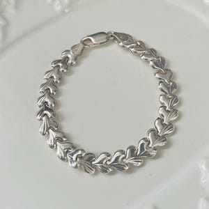 Italy Sterling silver vintage heart bracelet- measures 7 1/4”-signed SU 924 Italy- weight 8.25g-8mm wide