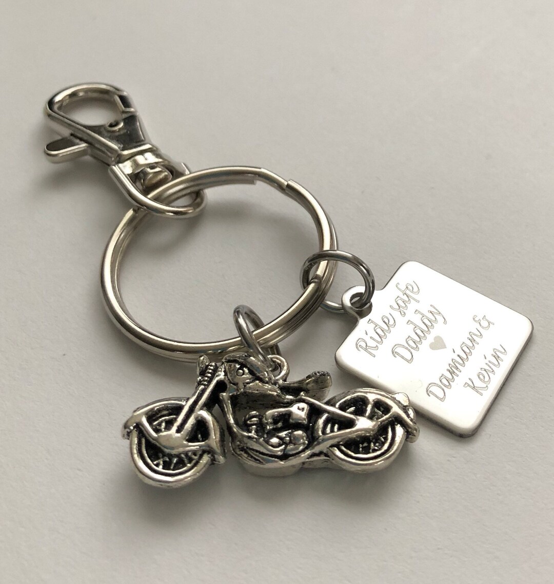 Motorcycle Key Chain Personalized Key Chain Ride Safe Daddy Etsy