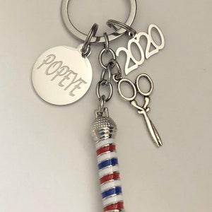 Barber shop pole key chain-barber graduation gift-barber gift-personalized key chaingreat for stacking and layering