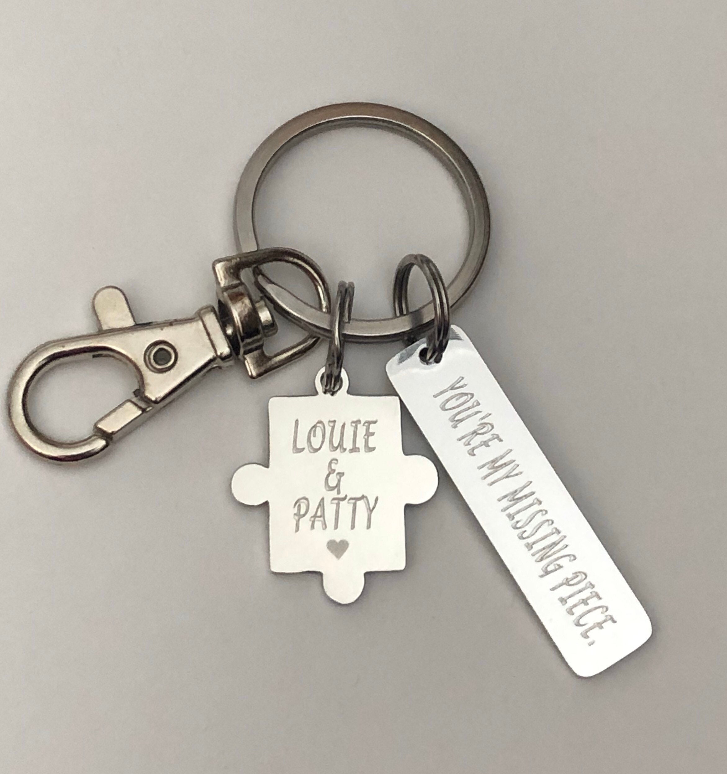 Personalized Puzzle Piece Keychain: Engraved Stainless Steel Couples ...