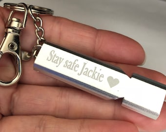 Personalized Aluminum Whistle Keychain - Self Defense Safety Whistle