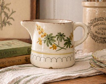 Vintage Stangl Pottery Hand-Painted Floral Pitcher, Cottagecore Creamer Jug