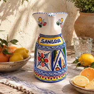 Spanish Style Ceramic Pitcher - Etsy Vintage Spanish Pottery Pitcher Gil Vargas Segovia Amber‎ Ceramic main image 0