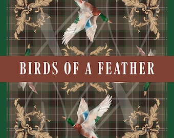PREORDER Birds of a Feather Luxury Mahjong Mat | Duck Hunter Smooth Surface Neoprene Mahjong Mat with Storage Bag | Designer Mahj Gifts
