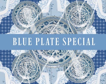 PREORDER Blue Plate Special Luxury American Mahjong Mat | Smooth Neoprene Blue and White Chinoiserie Game Mat | Designer Inspired Mahj Gifts