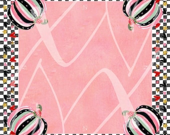 PRE ORDER 'Pink Pumpkin Club' Designer Inspired Neoprene Mahjong Mat with Bag | Halloween & Autumn Checkered Game Mat | Fall Gift Ideas