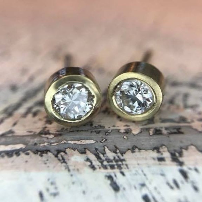 Yellow Gold Bezel Earrings